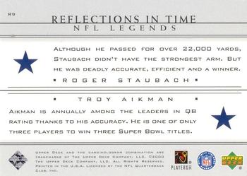 2000 Upper Deck Legends - Reflections in Time #R9 Roger Staubach / Troy Aikman Back