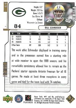 2000 Upper Deck MVP - Gold Script #64 Bill Schroeder Back