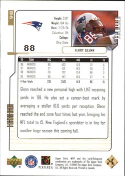 2000 Upper Deck MVP - Gold Script #98 Terry Glenn Back