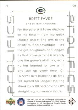 2000 Upper Deck MVP - Prolifics #P1 Brett Favre Back
