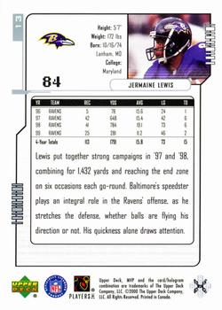 2000 Upper Deck MVP - Silver Script #13 Jermaine Lewis Back