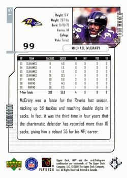 2000 Upper Deck MVP - Silver Script #15 Michael McCrary Back