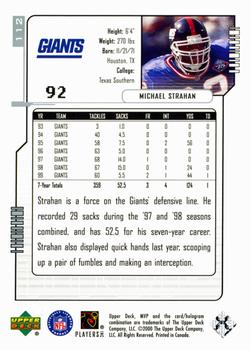 2000 Upper Deck MVP - Silver Script #112 Michael Strahan Back