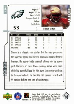 2000 Upper Deck MVP - Silver Script #194 Corey Simon Back