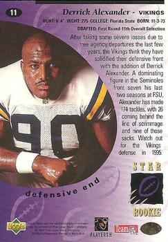 1995 Upper Deck #11 Derrick Alexander Back