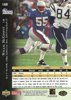1995 Upper Deck #188 Willie McGinest Back