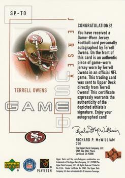 2000 Upper Deck Pros & Prospects - Signature Piece 1 #SP-TO Terrell Owens Back
