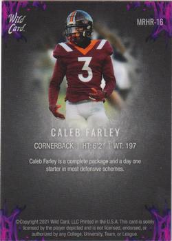 2021 Wild Card Matte - Red Hot Rookies Purple Flame Gold Matte in Gold #MRHR-16 Caleb Farley Back