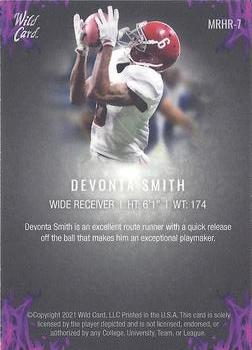2021 Wild Card Matte - Red Hot Rookies Purple Flame White Matte in Silver/Red Trapezoid #MRHR-7 Devonta Smith Back