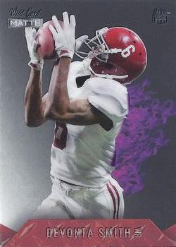 2021 Wild Card Matte - Red Hot Rookies Purple Flame White Matte in Silver/Red Trapezoid #MRHR-7 Devonta Smith Front