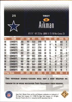 2000 Upper Deck Ultimate Victory - Parallel #25 Troy Aikman Back