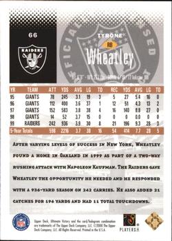 2000 Upper Deck Ultimate Victory - Parallel #66 Tyrone Wheatley Back