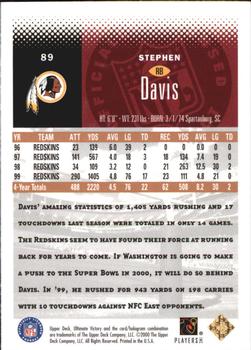 2000 Upper Deck Ultimate Victory - Copper #89 Stephen Davis Back