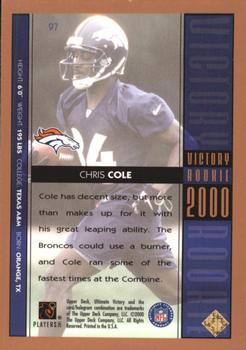2000 Upper Deck Ultimate Victory - Parallel #97 Chris Cole Back