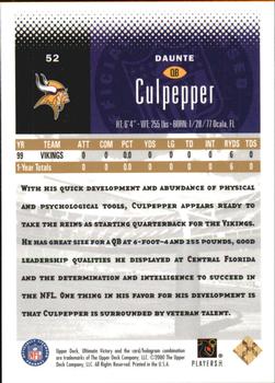 2000 Upper Deck Ultimate Victory - Parallel 25 #52 Daunte Culpepper Back