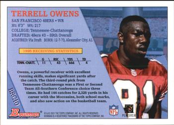 2001 Bowman - 1996 Rookies #BRC10 Terrell Owens Back