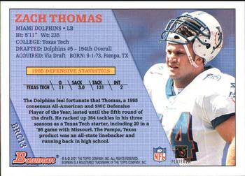 2001 Bowman - 1996 Rookies #BRC13 Zach Thomas Back