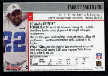 2001 Bowman - Gold #1 Emmitt Smith Back