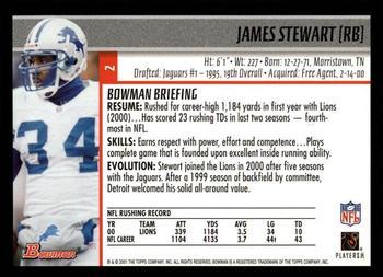 2001 Bowman - Gold #2 James Stewart Back