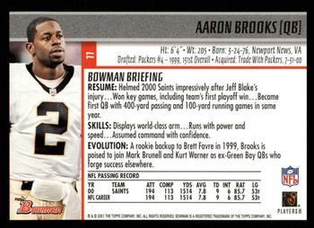 2001 Bowman - Gold #11 Aaron Brooks Back