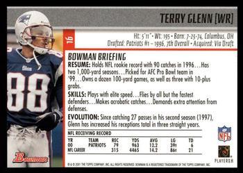 2001 Bowman - Gold #16 Terry Glenn Back