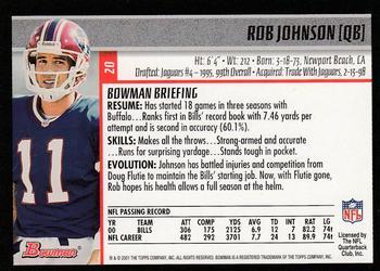 2001 Bowman - Gold #20 Rob Johnson Back