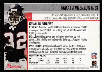 2001 Bowman - Gold #21 Jamal Anderson Back
