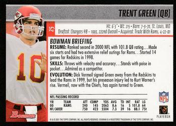 2001 Bowman - Gold #25 Trent Green Back