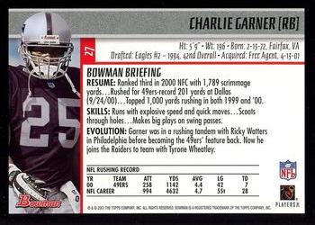 2001 Bowman - Gold #27 Charlie Garner Back