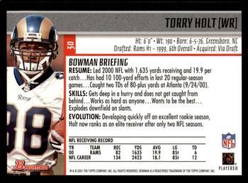 2001 Bowman - Gold #30 Torry Holt Back