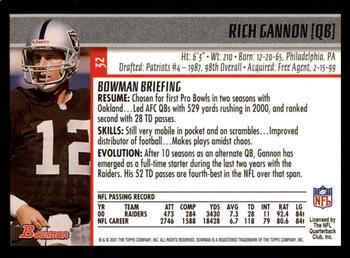 2001 Bowman - Gold #32 Rich Gannon Back