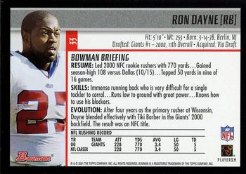 2001 Bowman - Gold #33 Ron Dayne Back