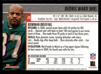 2001 Bowman - Gold #34 Dedric Ward Back
