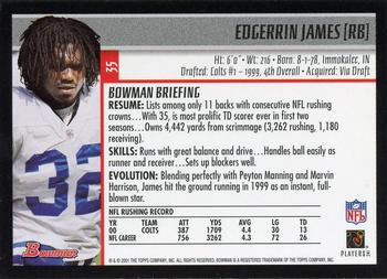 2001 Bowman - Gold #35 Edgerrin James Back