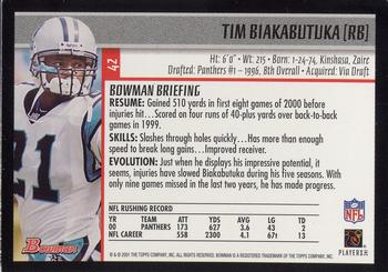2001 Bowman - Gold #42 Tim Biakabutuka Back