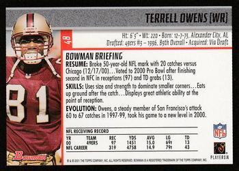 2001 Bowman - Gold #48 Terrell Owens Back
