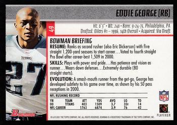 2001 Bowman - Gold #49 Eddie George Back