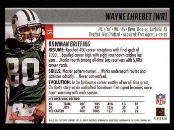 2001 Bowman - Gold #51 Wayne Chrebet Back