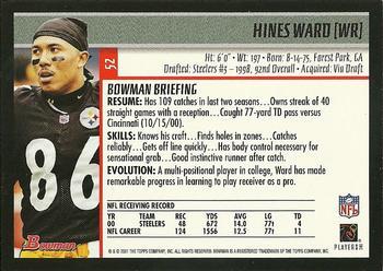 2001 Bowman - Gold #52 Hines Ward Back