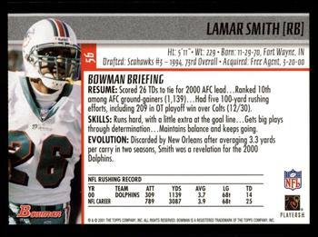 2001 Bowman - Gold #56 Lamar Smith Back