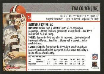 2001 Bowman - Gold #57 Tim Couch Back