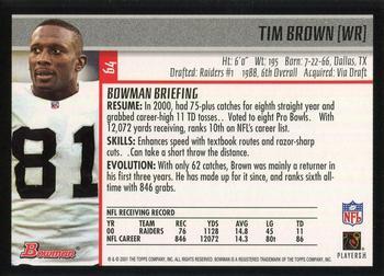2001 Bowman - Gold #64 Tim Brown Back