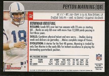 2001 Bowman - Gold #67 Peyton Manning Back