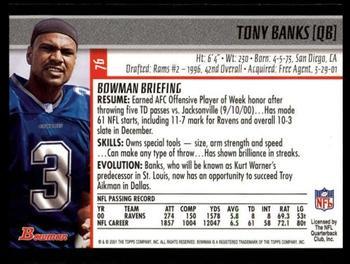2001 Bowman - Gold #76 Tony Banks Back