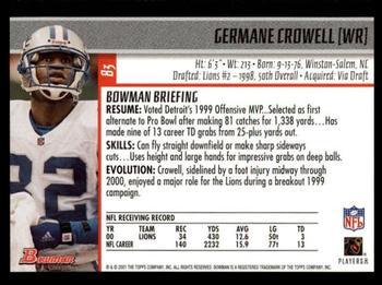 2001 Bowman - Gold #83 Germane Crowell Back