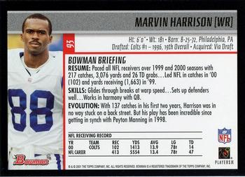 2001 Bowman - Gold #93 Marvin Harrison Back