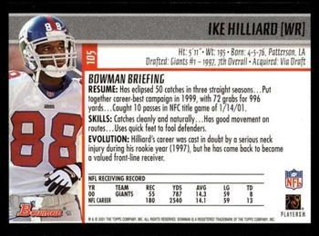 2001 Bowman - Gold #105 Ike Hilliard Back