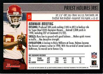 2001 Bowman - Gold #121 Priest Holmes Back