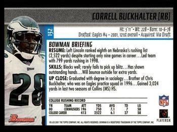 2001 Bowman - Gold #132 Correll Buckhalter Back