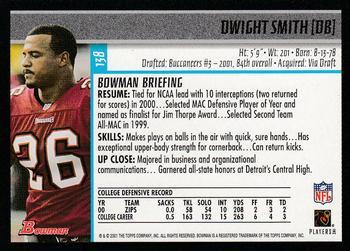 2001 Bowman - Gold #138 Dwight Smith Back